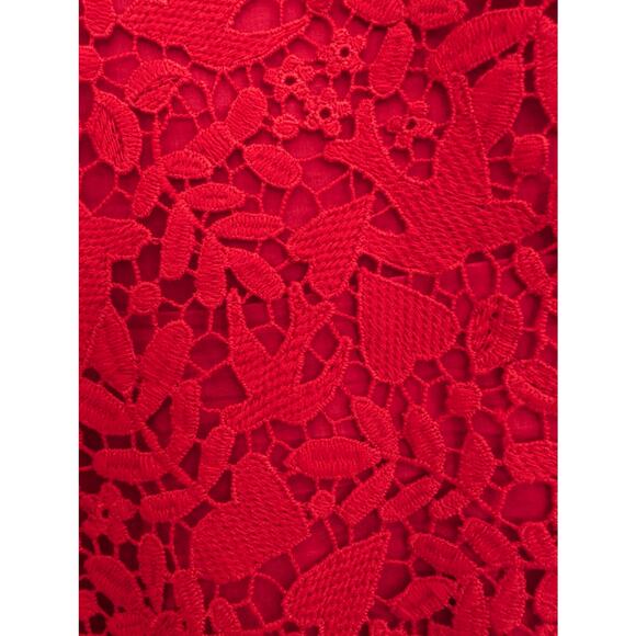 Boden Brittany Lace Top Red Size 10 Short Sleeve Scalloped Hem Elegant Blouse - Picture 6 of 10